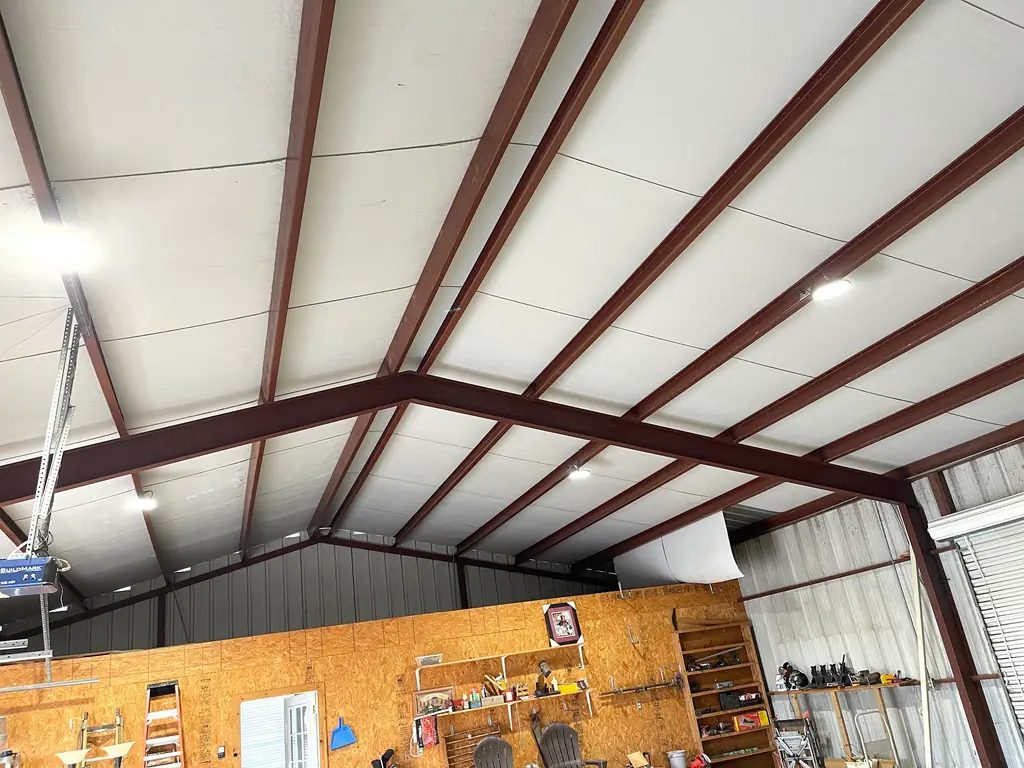 Structural roof frame of a commercial metal building under construction